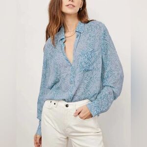 NEW Rails Josephine Button Down Shirt in Aqua Python Women’s Size XL